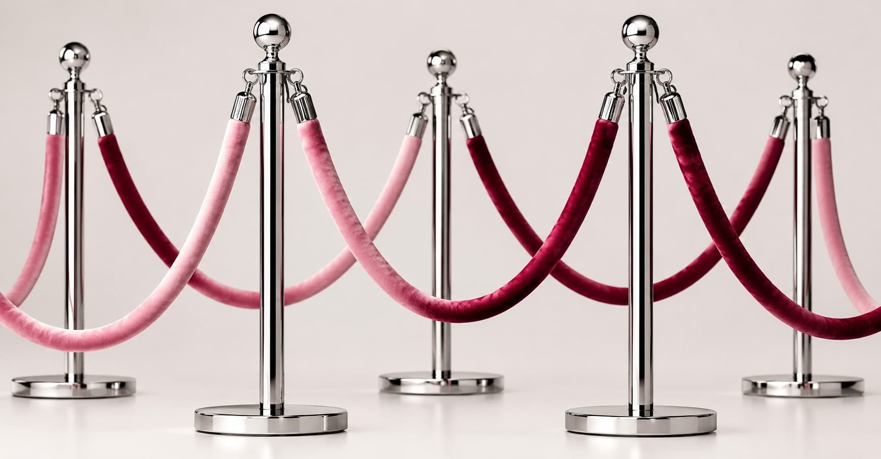 Pink & Red Velvet Stanchion Rope